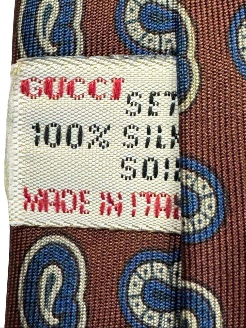 VTG Gucci Men's 100% Silk Neck Tie Red Geometric Pattern • Italy - Picture 5 of 8